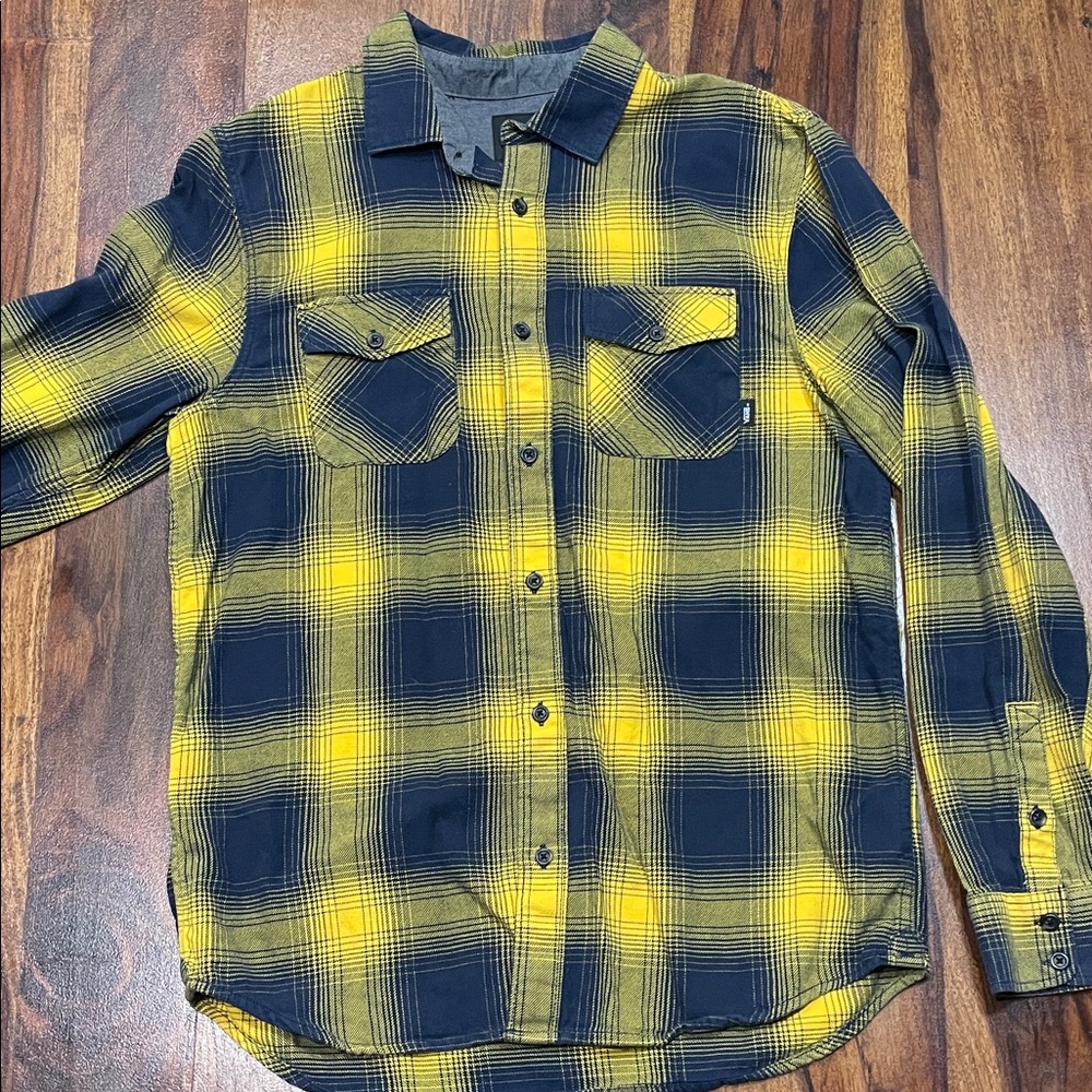 Vans off the wall Men's Yellow and Black Checkered Shirt